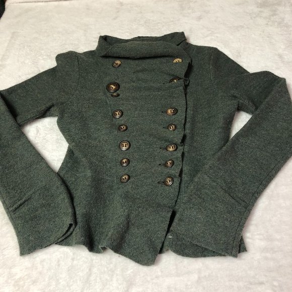 Gro Abrahamsson Dark Green Wool Peacoat Size 40 - Picture 3 of 10